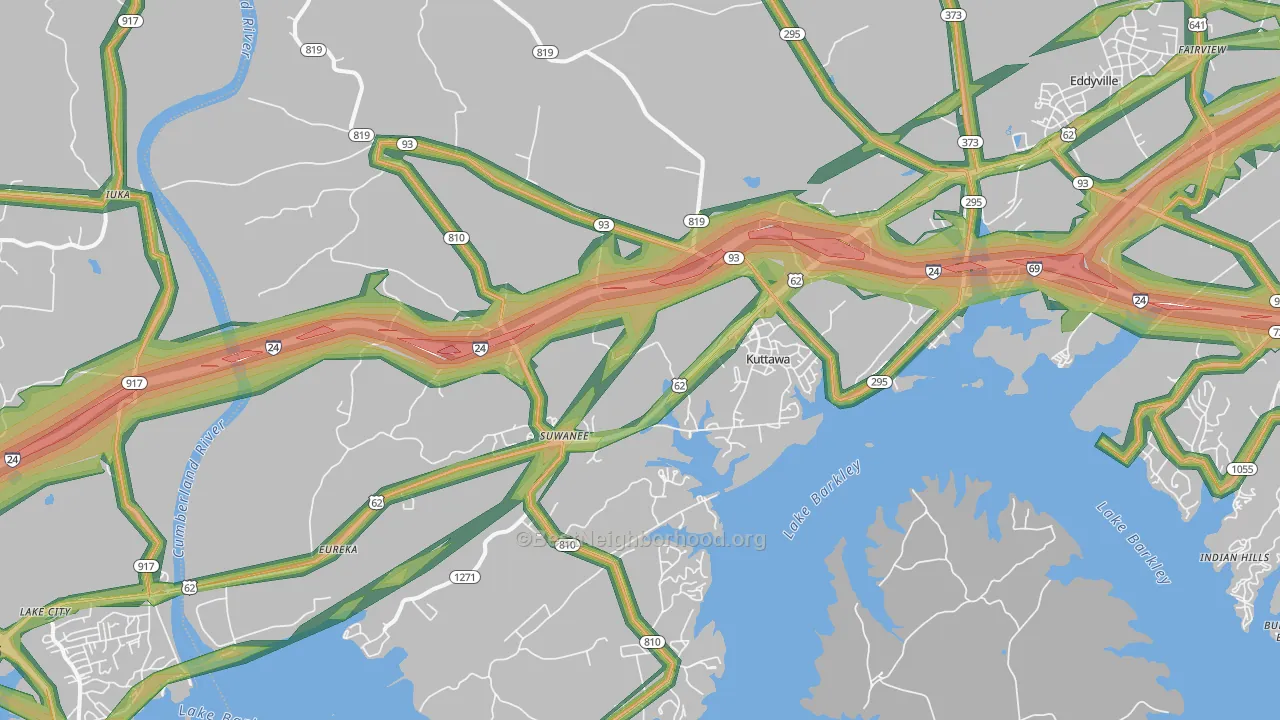 42055, KY Map of Noise Levels in 42055