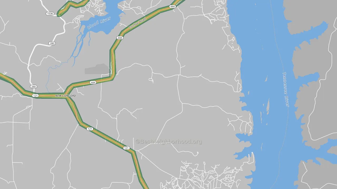42076, KY Map of Noise Levels in 42076