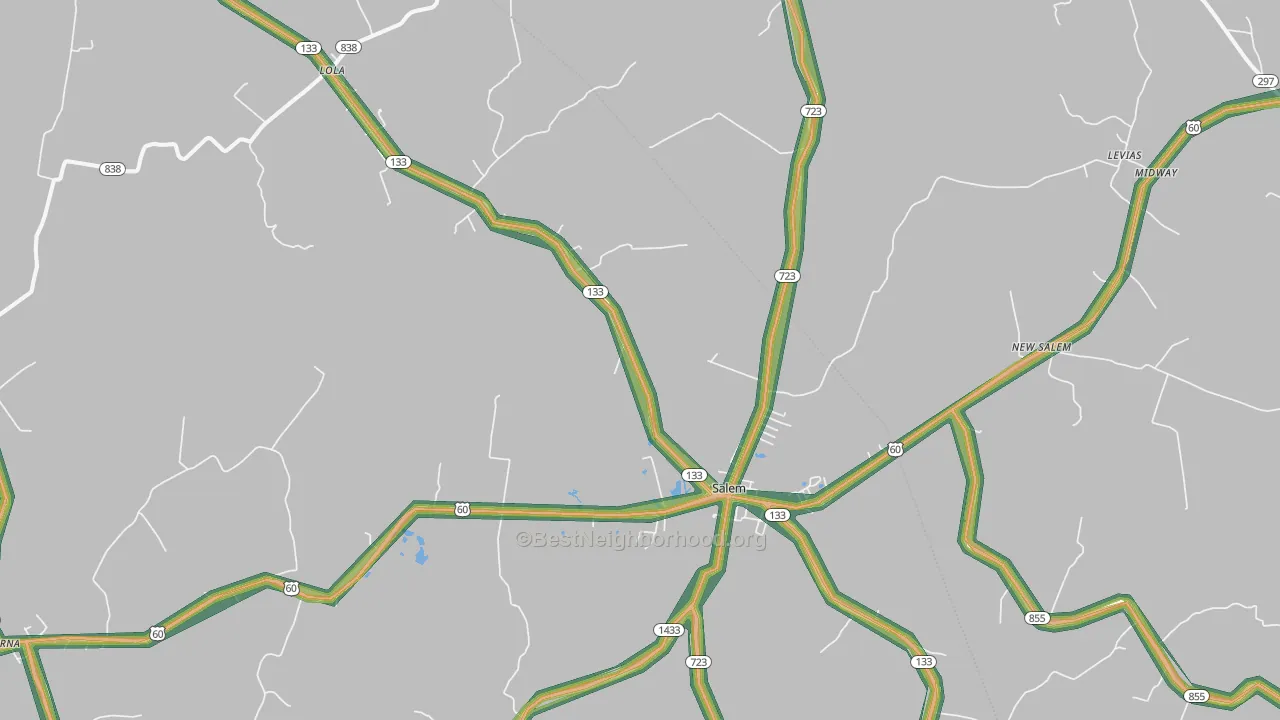 42078, KY Map of Noise Levels in 42078