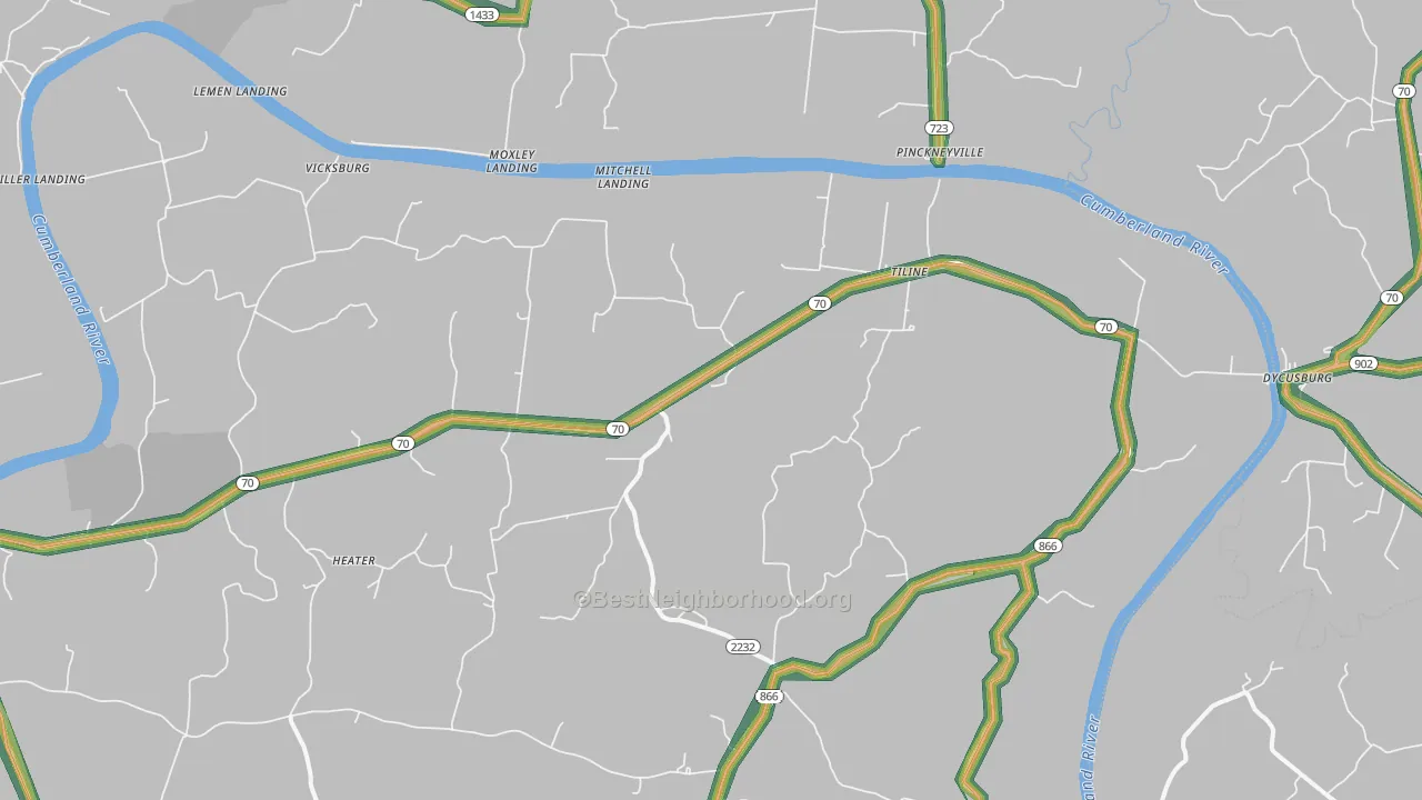 42083, KY Map of Noise Levels in 42083