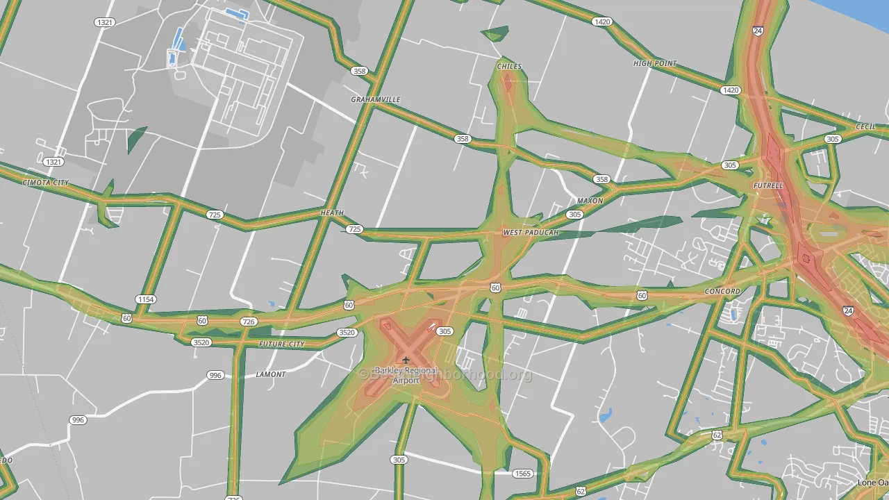 42086, KY Map of Noise Levels in 42086
