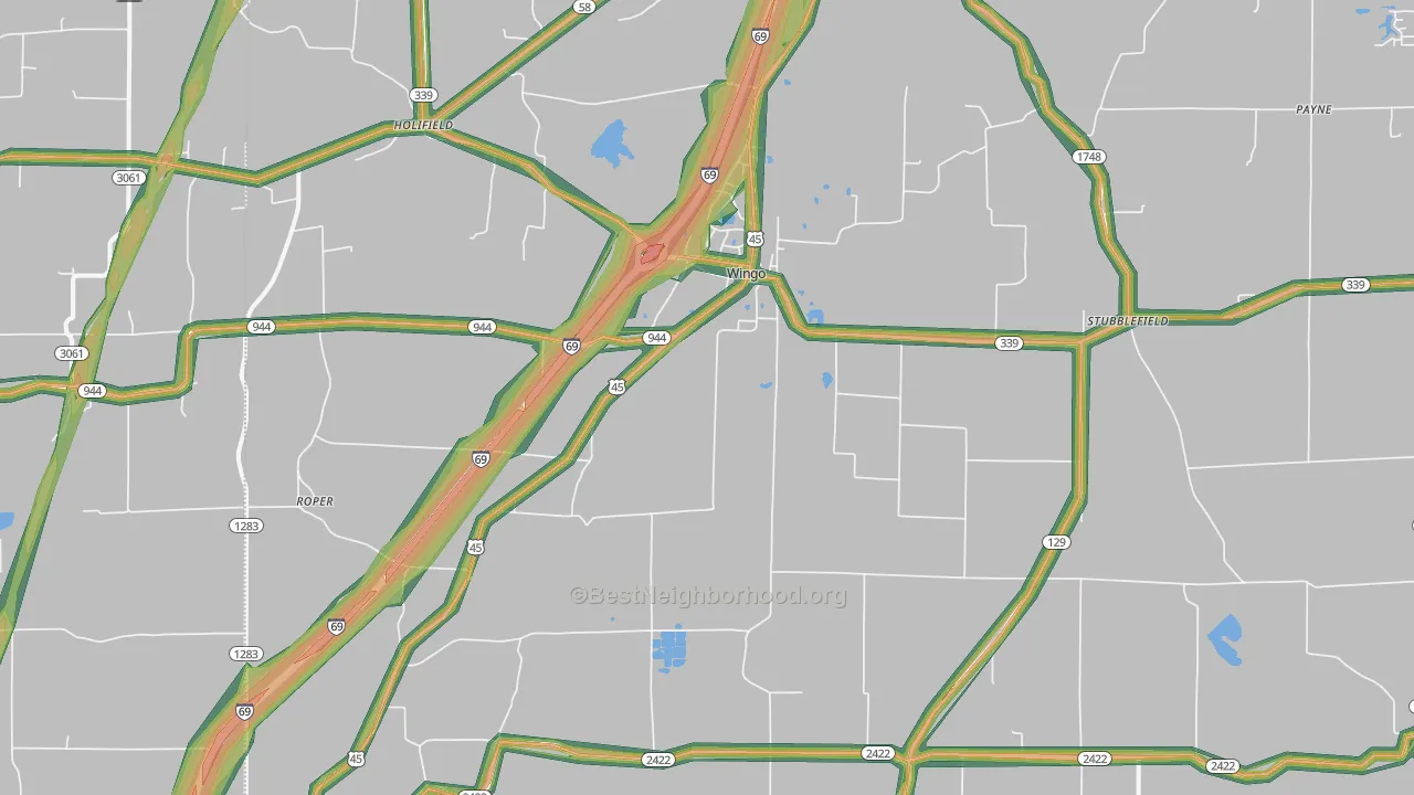 42088, KY Map of Noise Levels in 42088