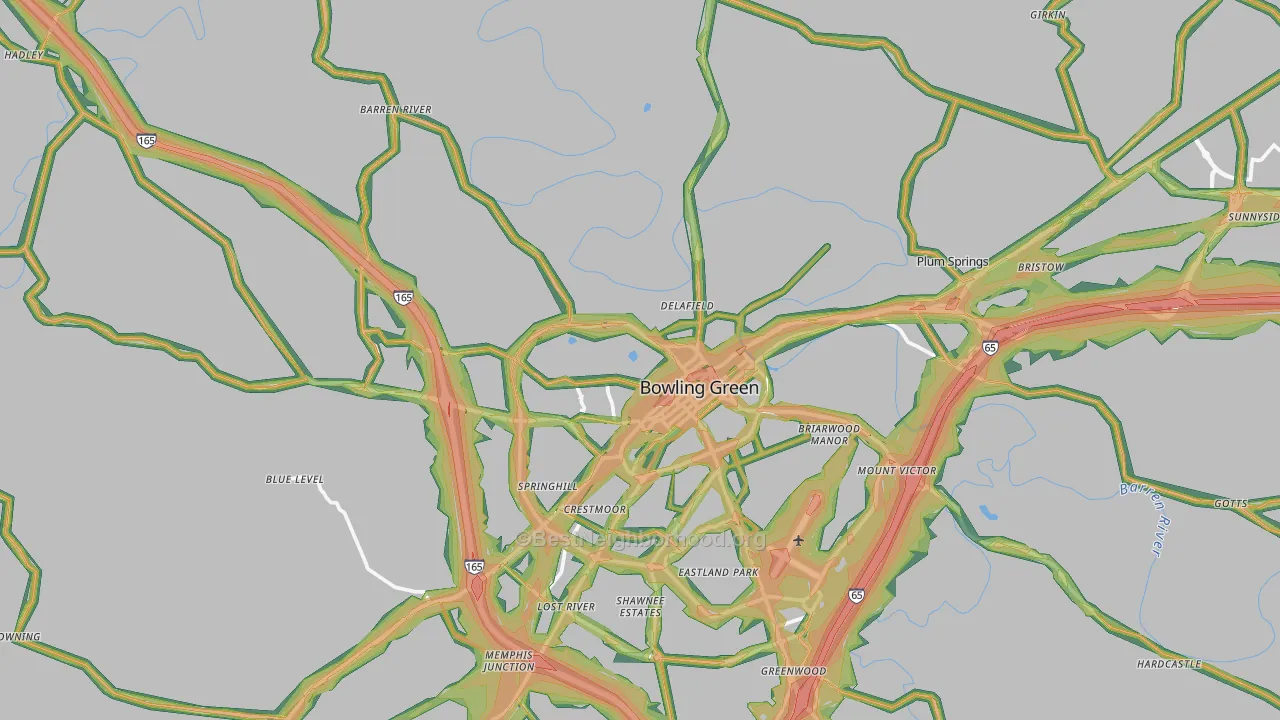 42101, KY Map of Noise Levels in 42101