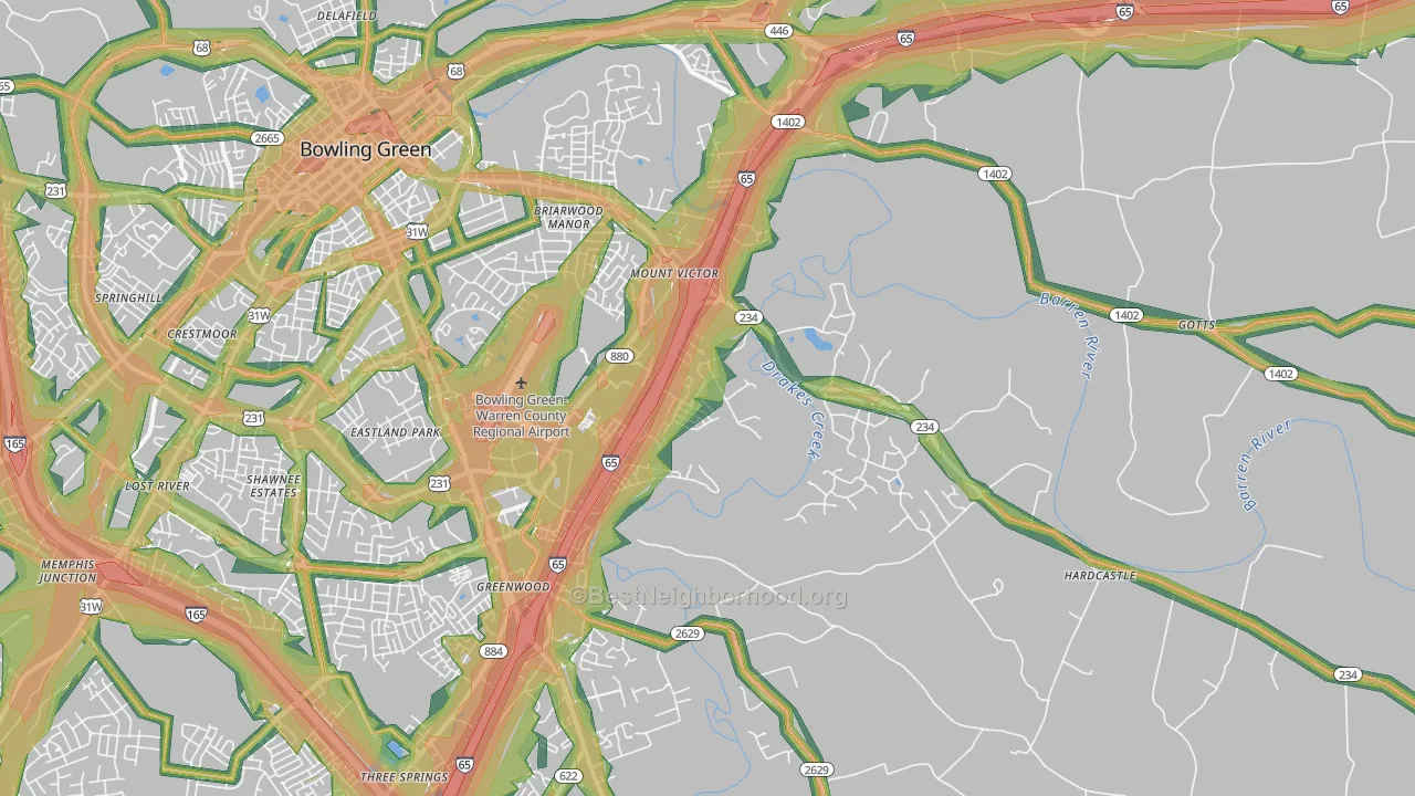 42103, KY Map of Noise Levels in 42103