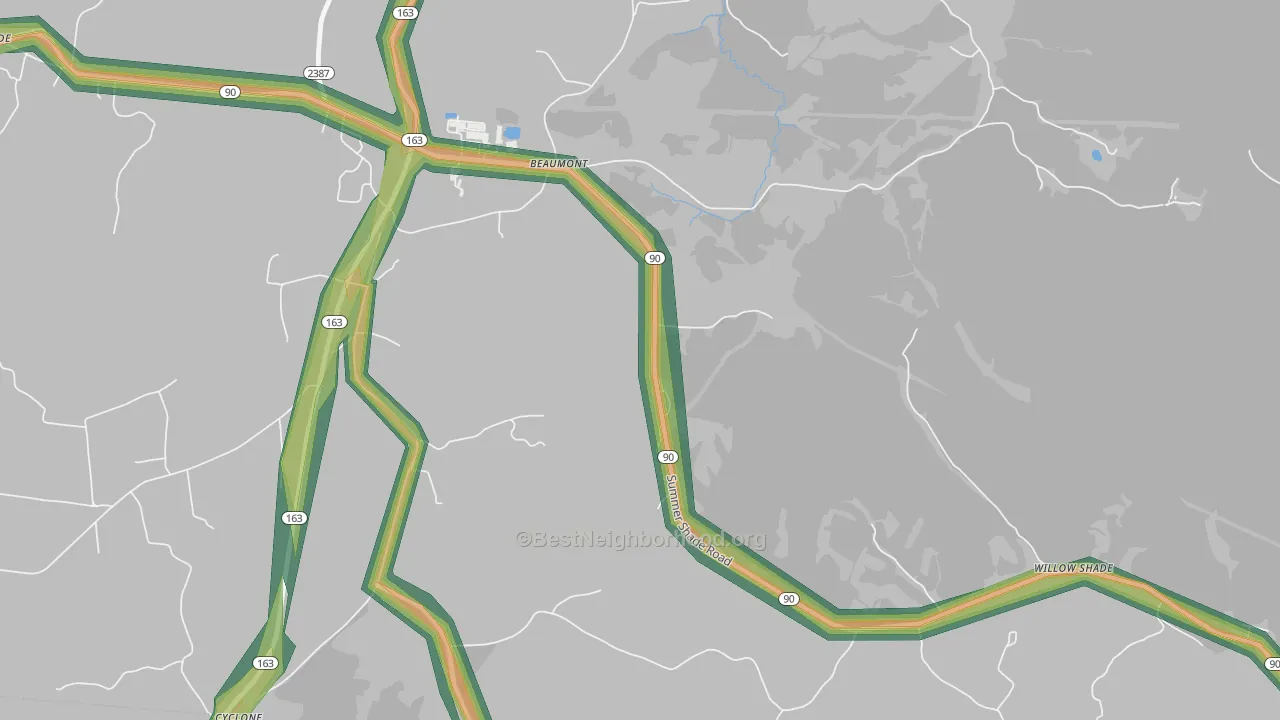 42124, KY Map of Noise Levels in 42124