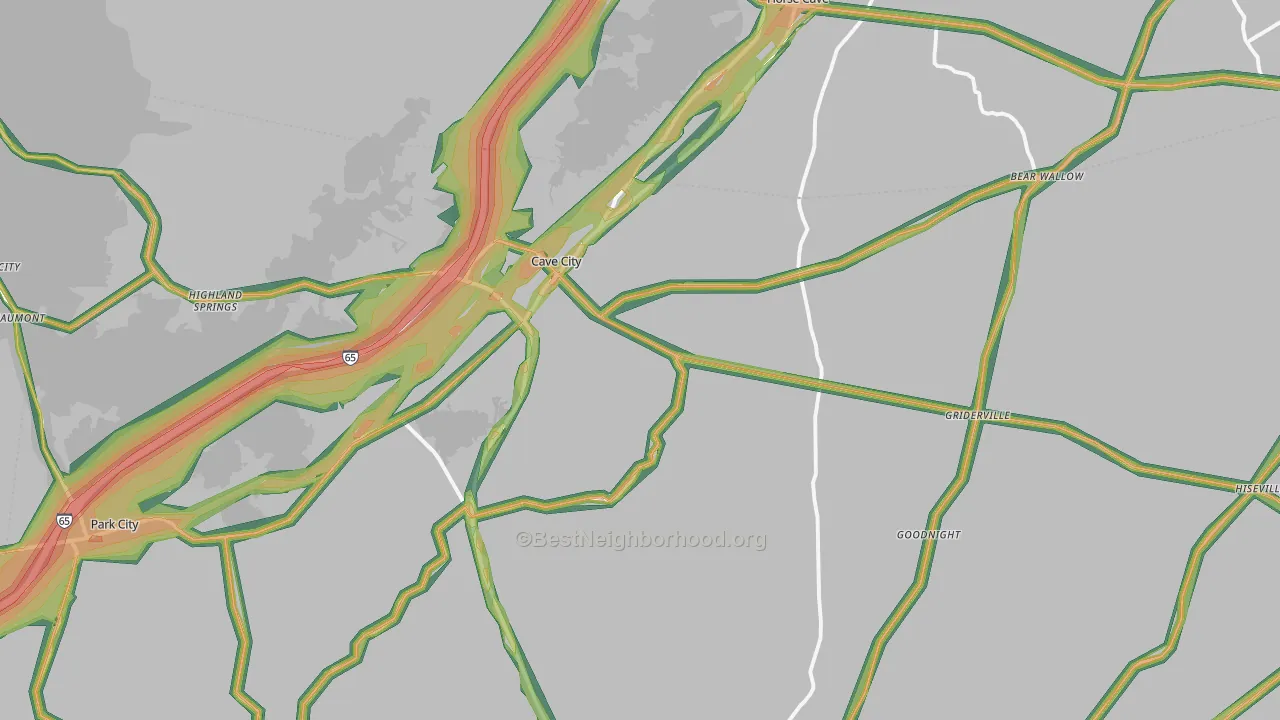 42127, KY Map of Noise Levels in 42127