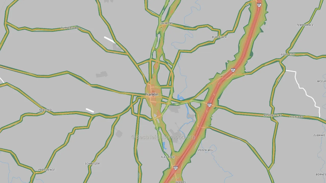 42134, KY Map of Noise Levels in 42134