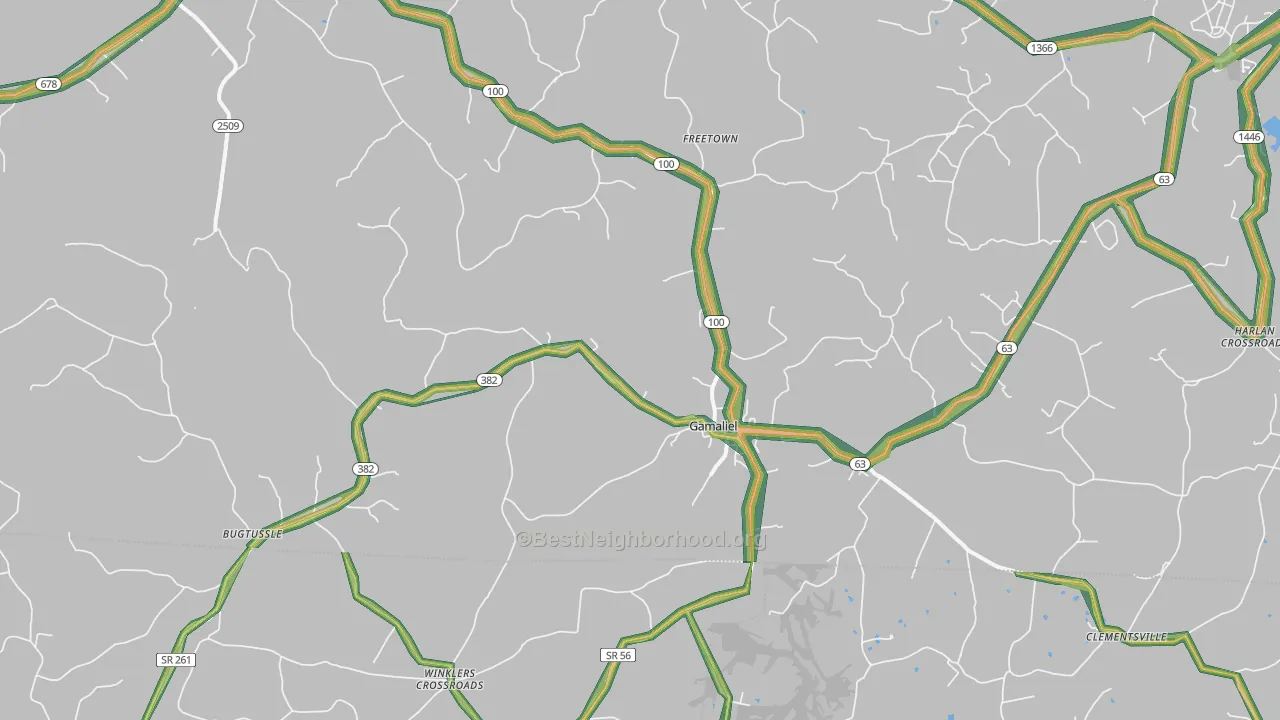 42140, KY Map of Noise Levels in 42140