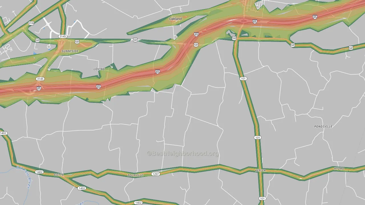 42159, KY Map of Noise Levels in 42159