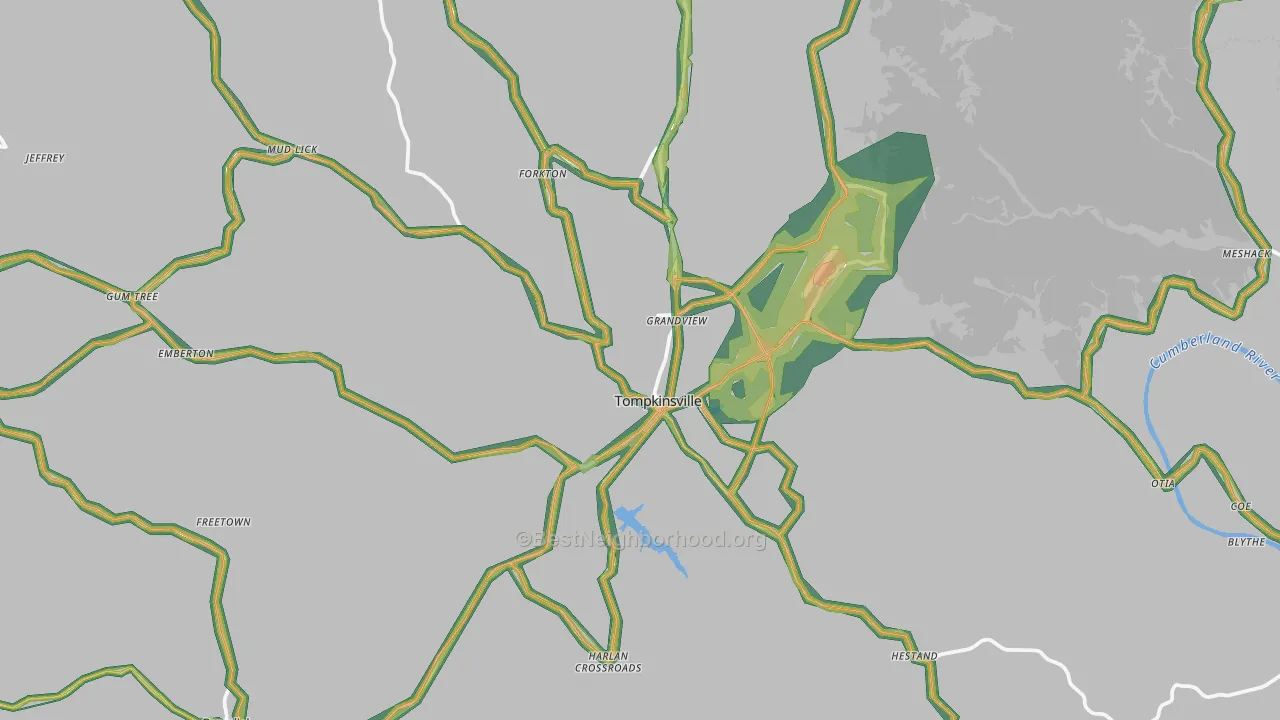 42167, KY Map of Noise Levels in 42167