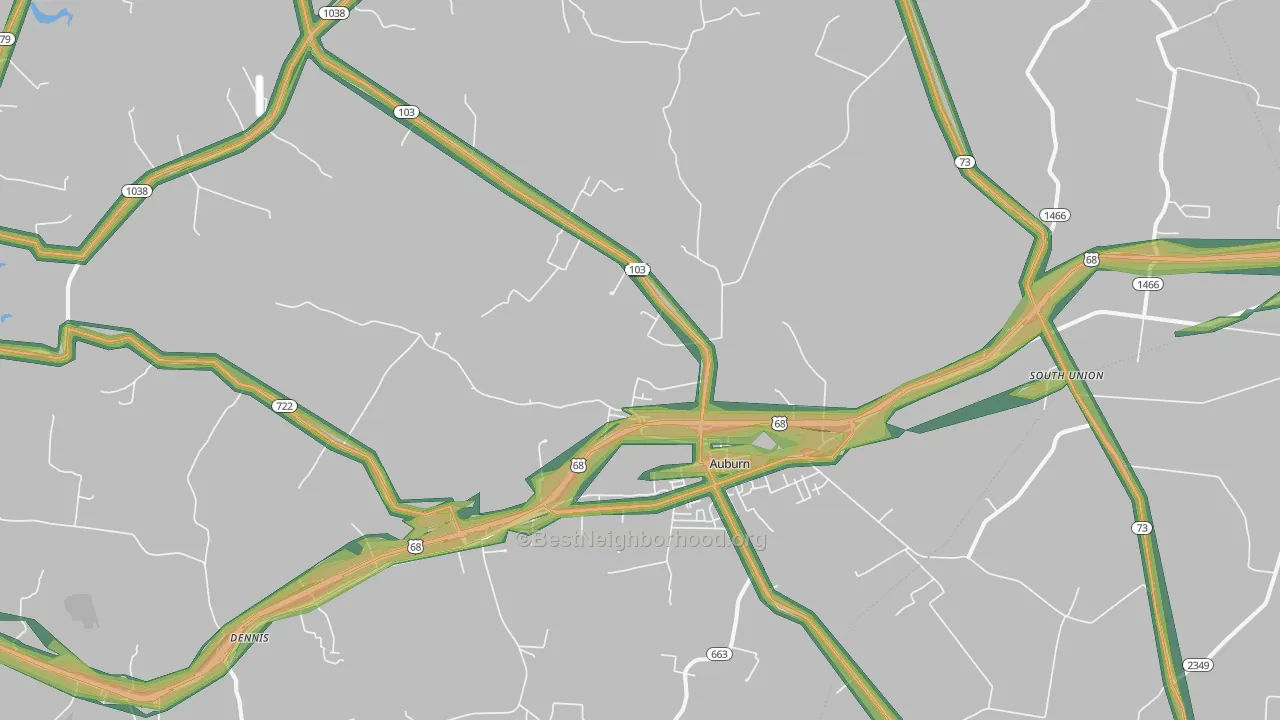 42206, KY Map of Noise Levels in 42206