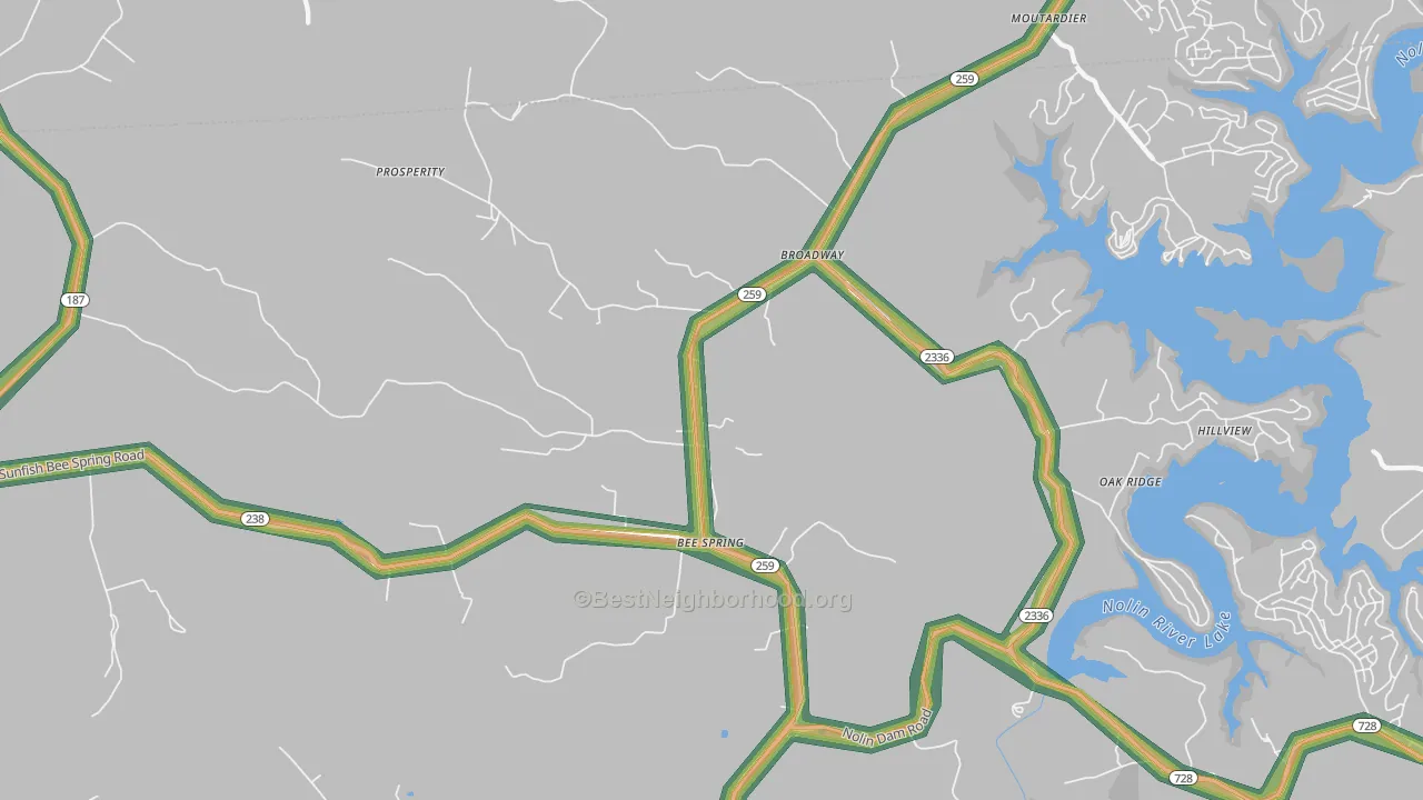 42207, KY Map of Noise Levels in 42207