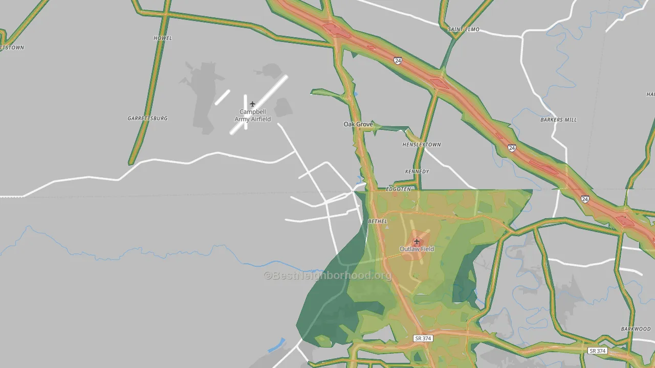 42223, KY Map of Noise Levels in 42223