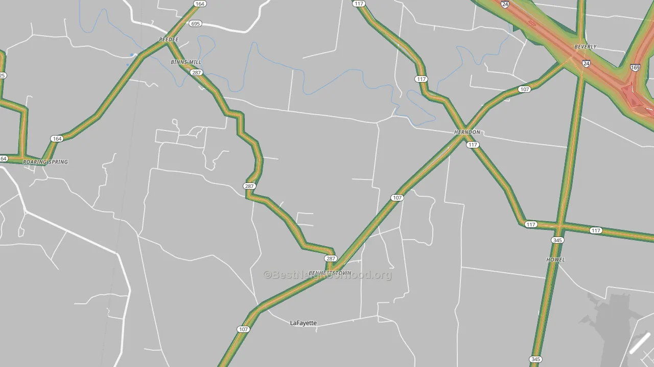 42236, KY Map of Noise Levels in 42236