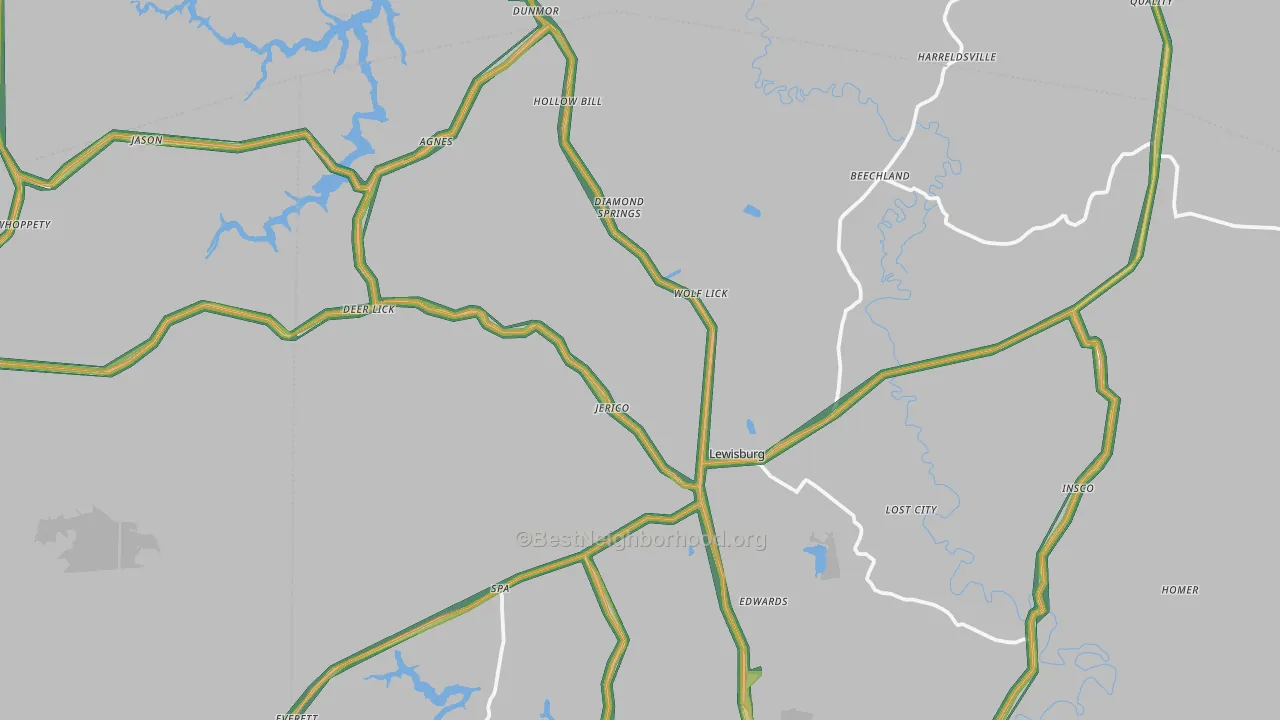 42256, KY Map of Noise Levels in 42256