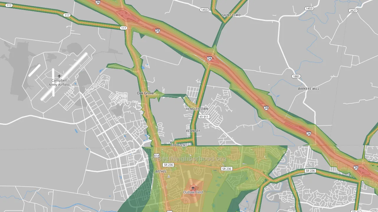 42262, KY Map of Noise Levels in 42262