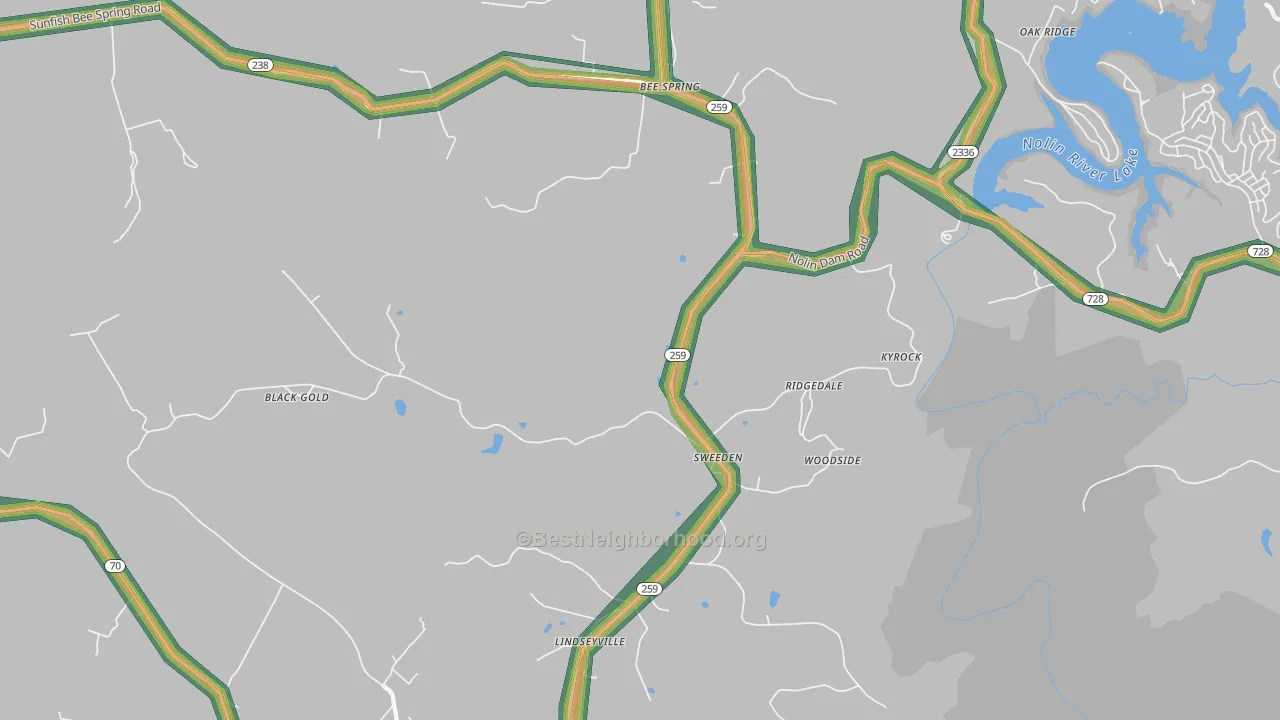 42285, KY Map of Noise Levels in 42285