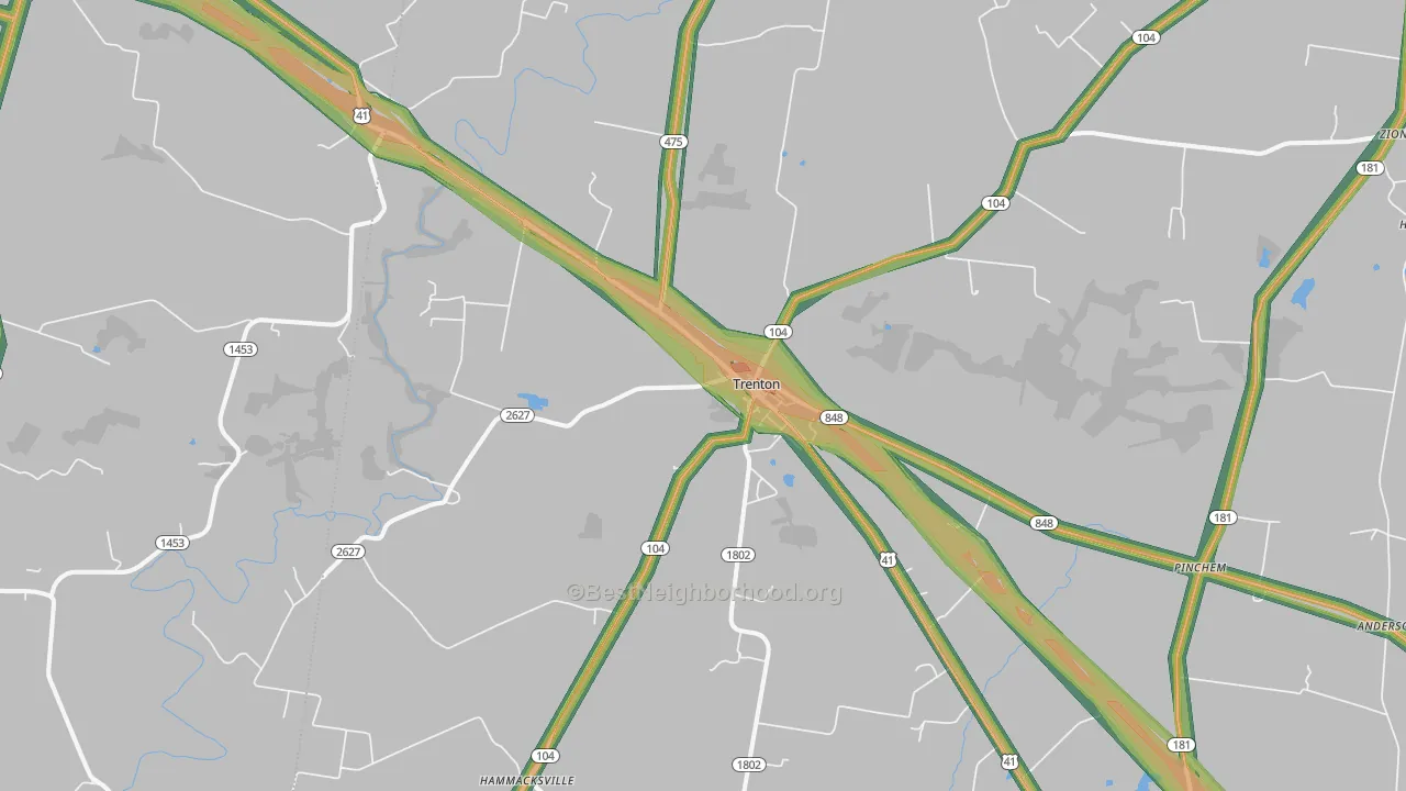 42286, KY Map of Noise Levels in 42286