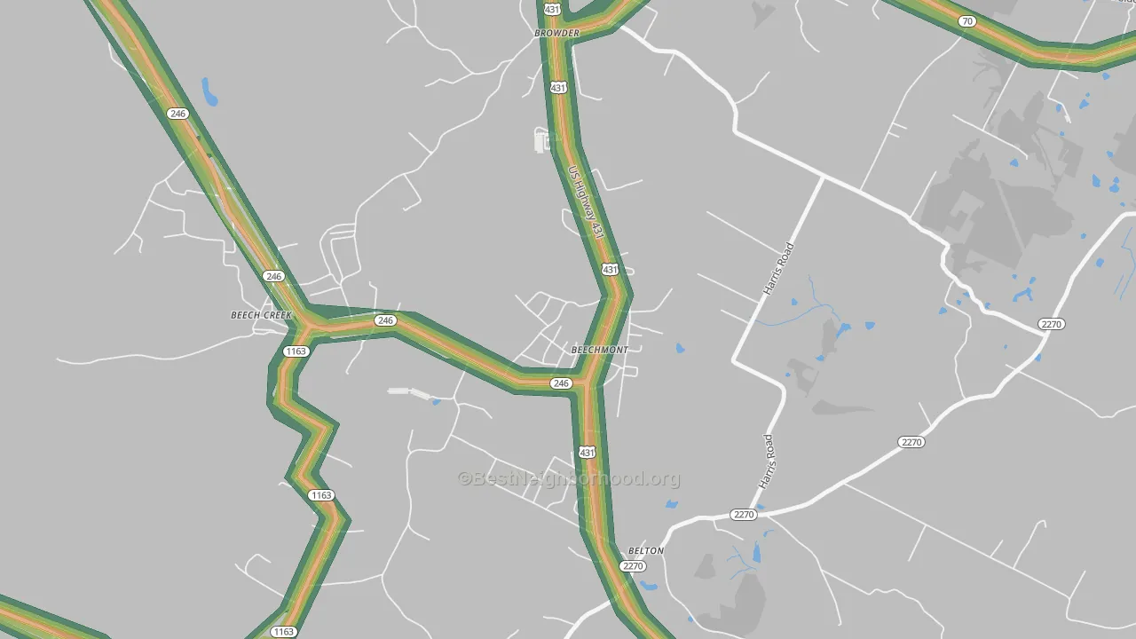 42323, KY Map of Noise Levels in 42323