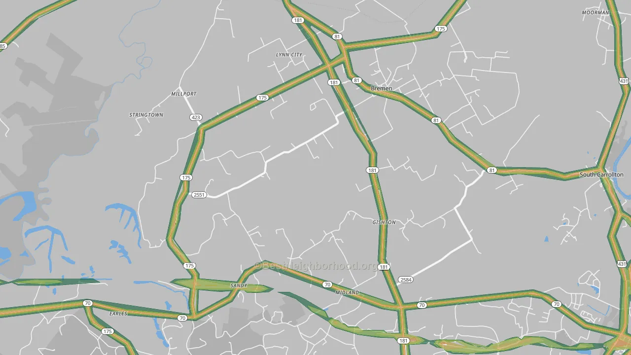42325, KY Map of Noise Levels in 42325