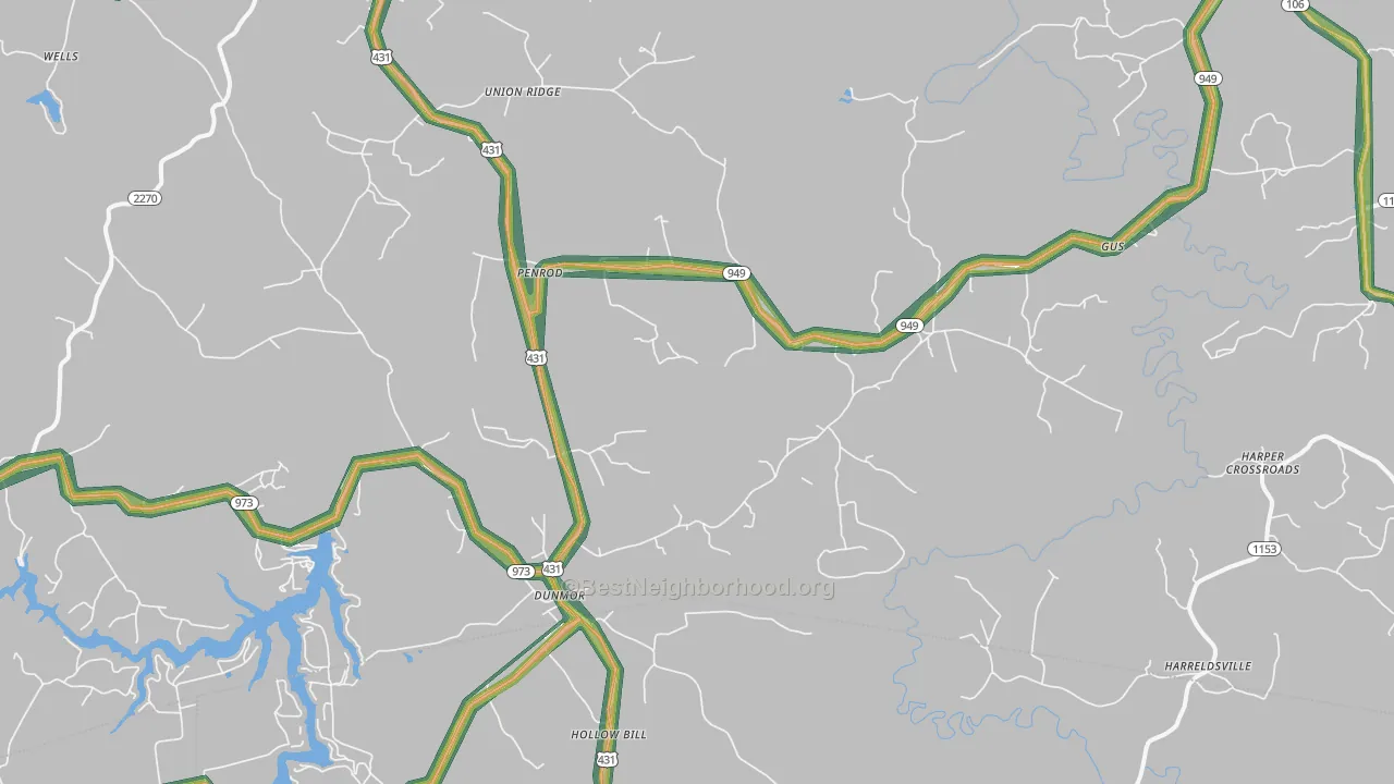 42339, KY Map of Noise Levels in 42339