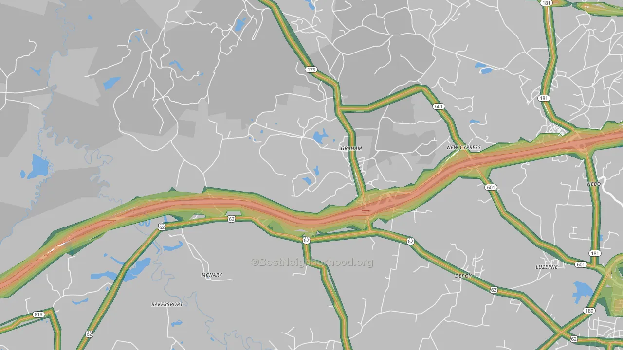 42344, KY Map of Noise Levels in 42344