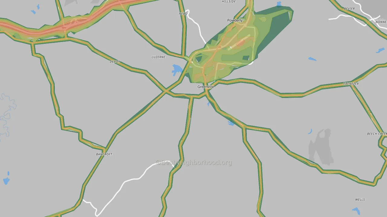 42345, KY Map of Noise Levels in 42345