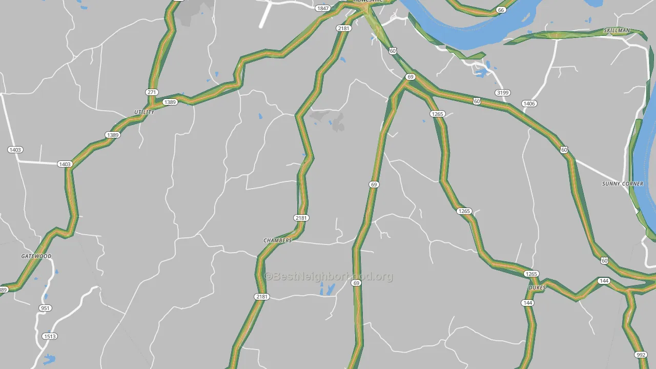42348, KY Map of Noise Levels in 42348