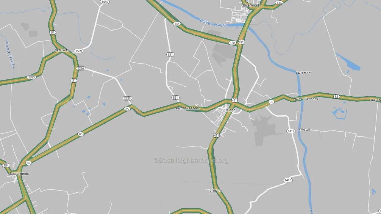 42350, KY Map of Noise Levels in 42350