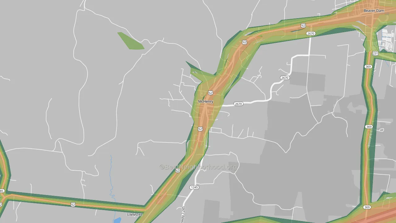 42354, KY Map of Noise Levels in 42354