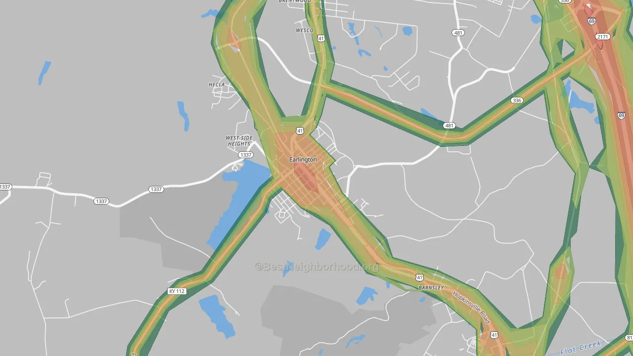 42410, KY Map of Noise Levels in 42410