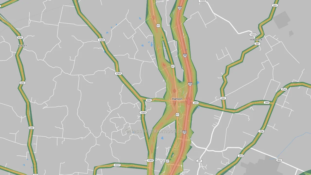42413, KY Map of Noise Levels in 42413