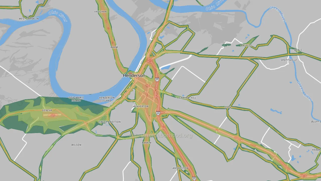 42420, KY Map of Noise Levels in 42420