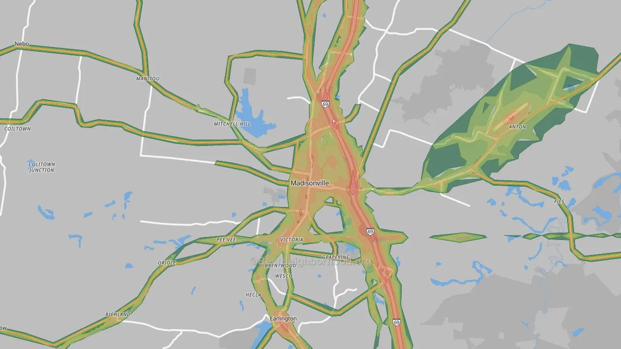 42431, KY Map of Noise Levels in 42431