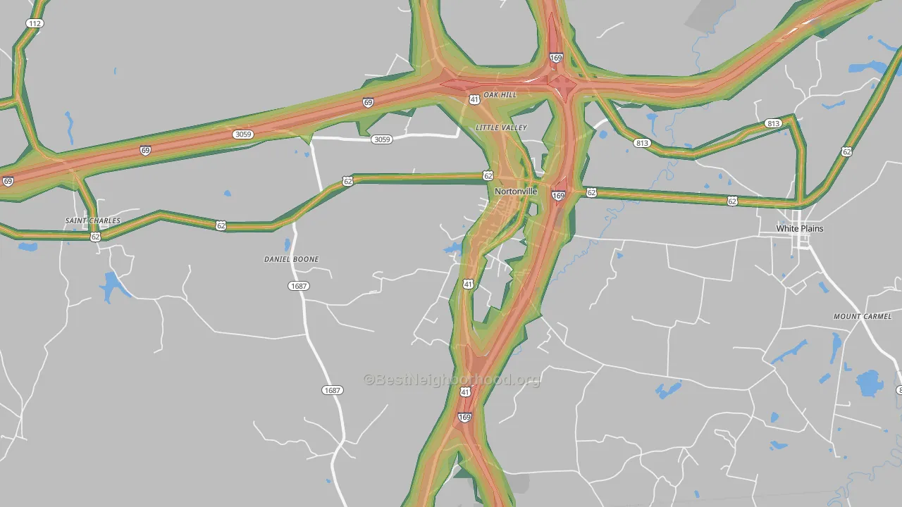 42442, KY Map of Noise Levels in 42442