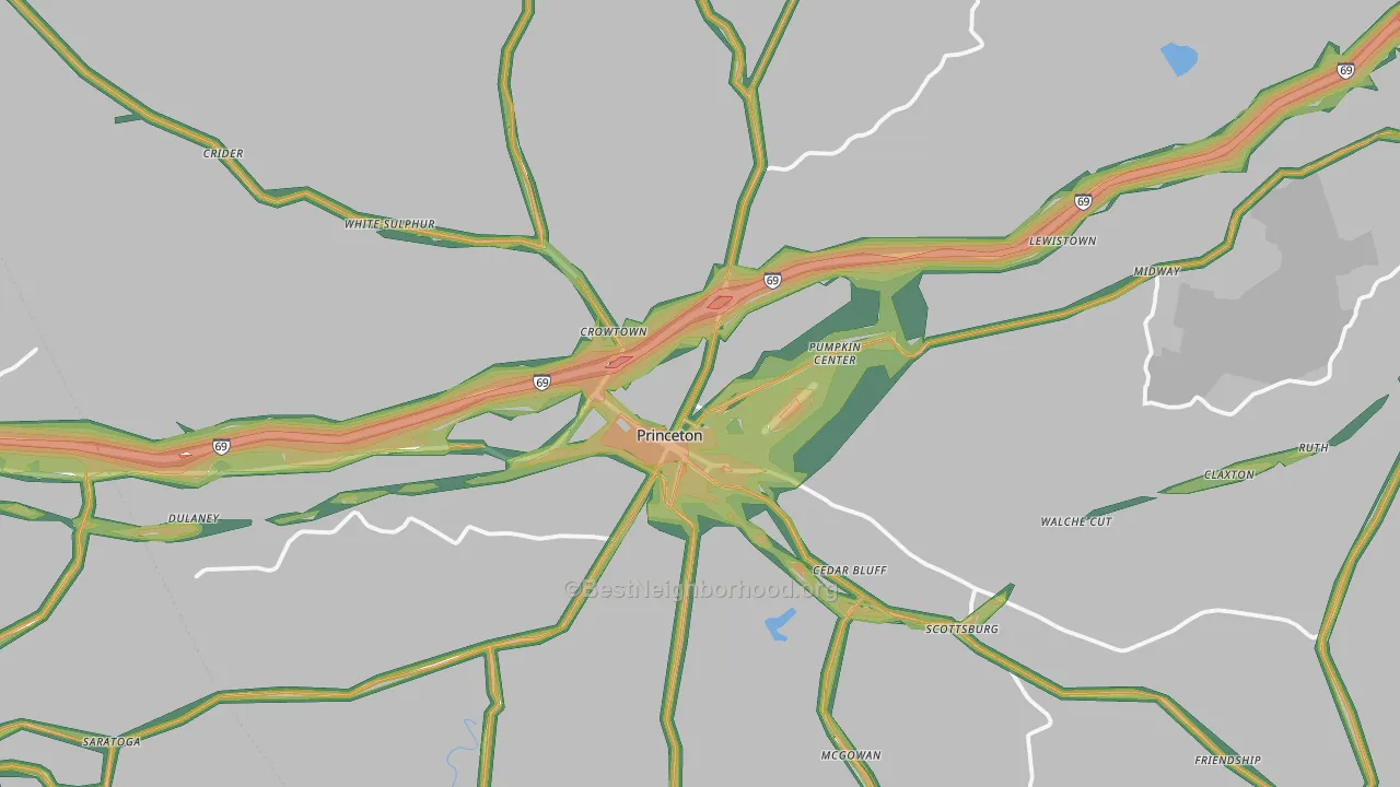 42445, KY Map of Noise Levels in 42445