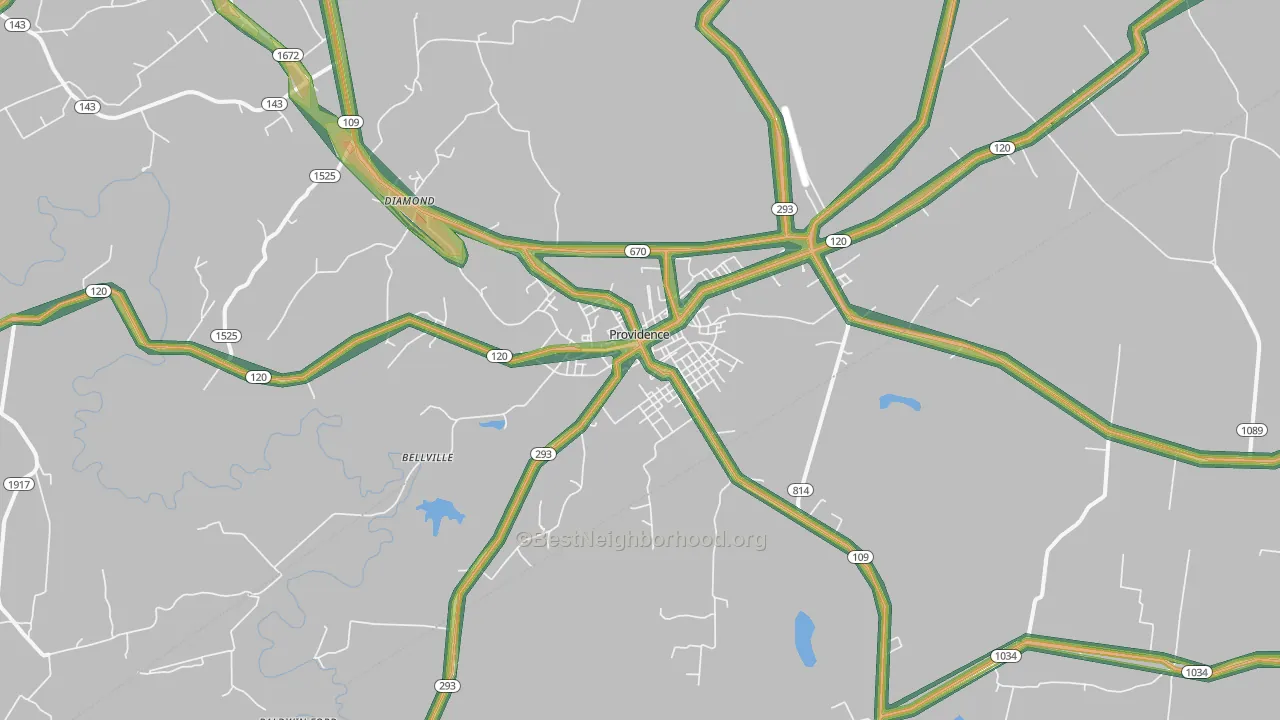 42450, KY Map of Noise Levels in 42450