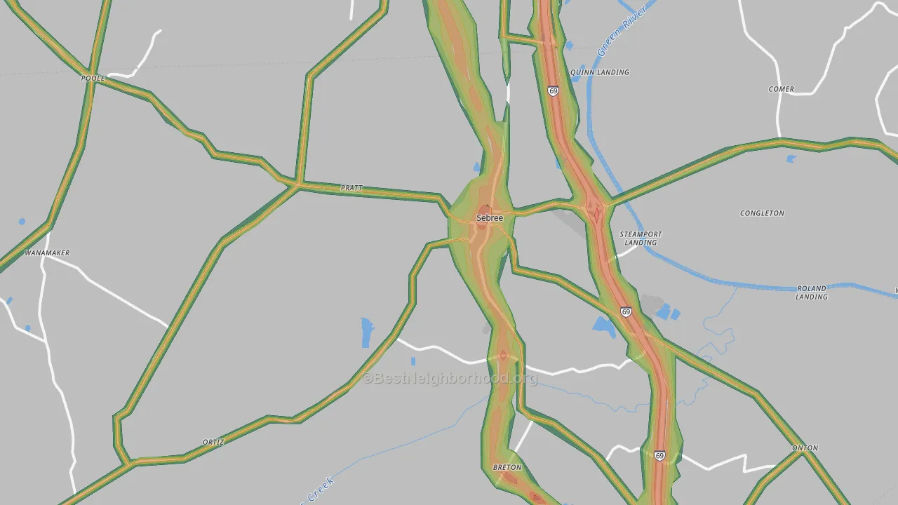 42455, KY Map of Noise Levels in 42455