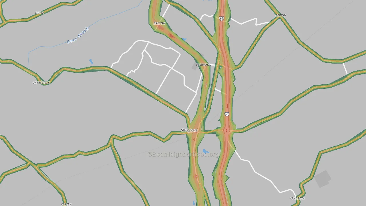42456, KY Map of Noise Levels in 42456