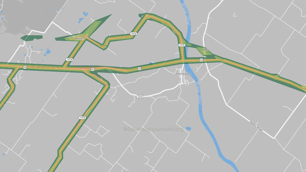 42458, KY Map of Noise Levels in 42458
