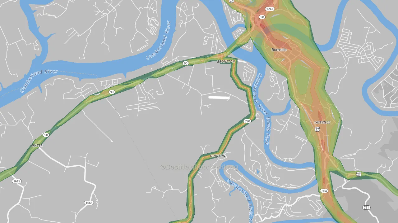 42518, KY Map of Noise Levels in 42518