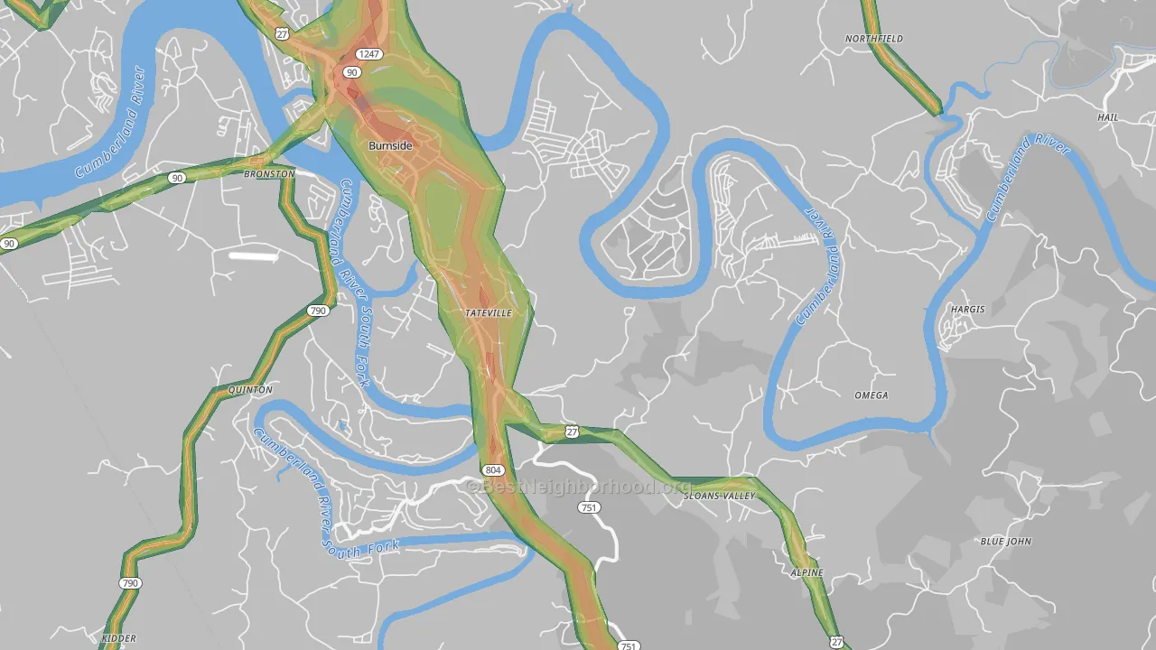 42519, KY Map of Noise Levels in 42519