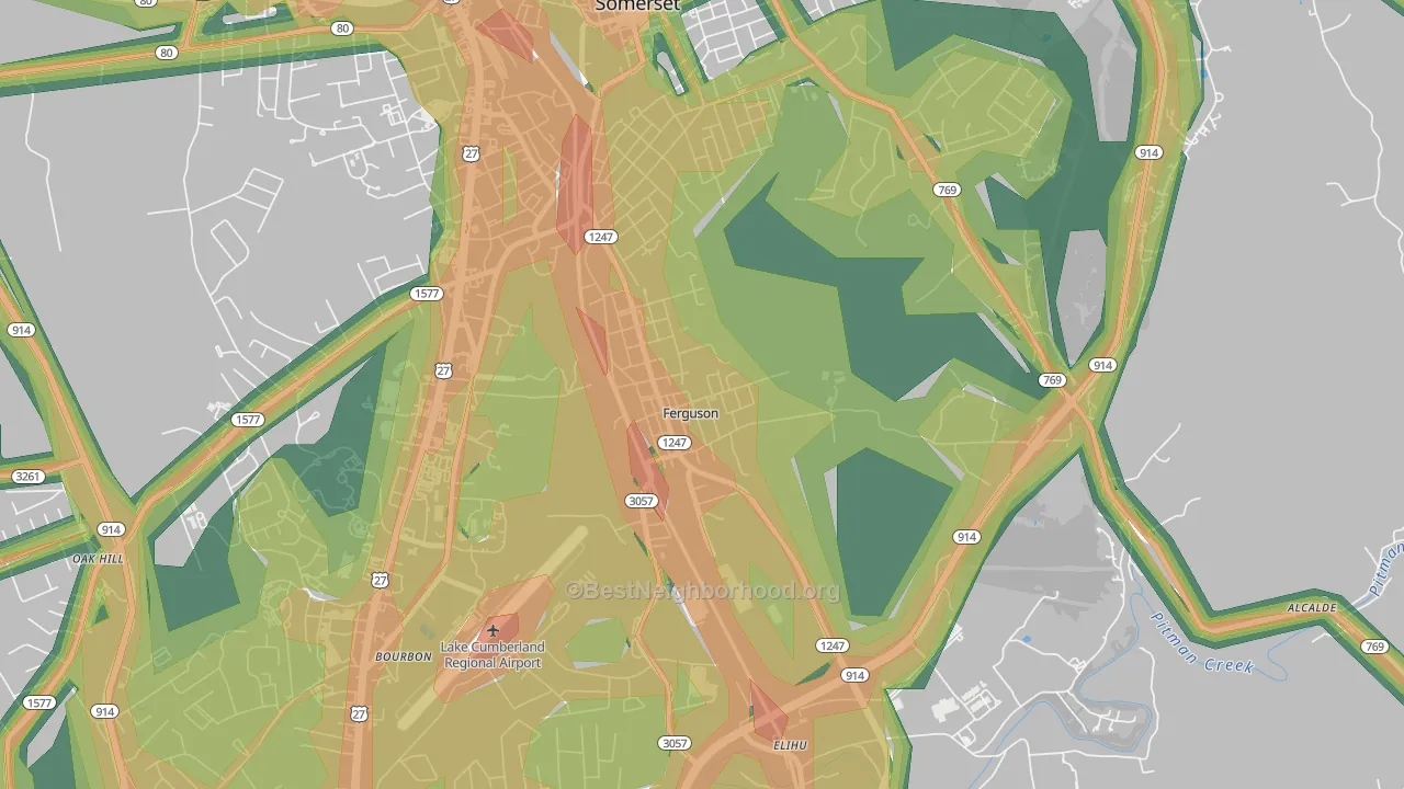 42533, KY Map of Noise Levels in 42533