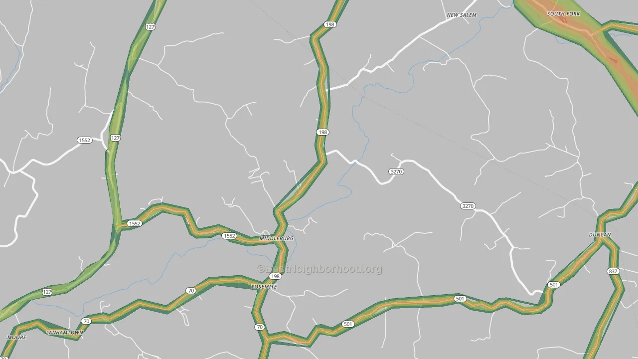 42541, KY Map of Noise Levels in 42541