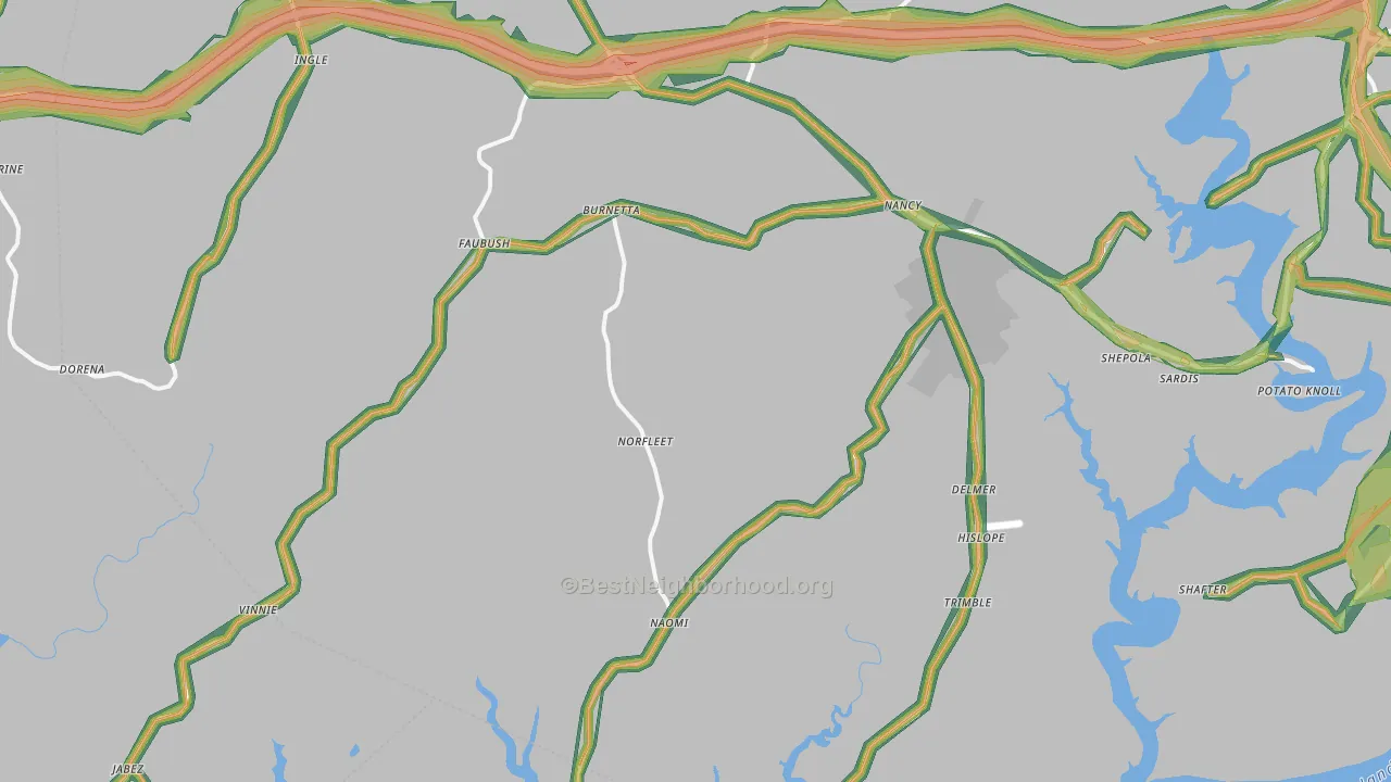 42544, KY Map of Noise Levels in 42544
