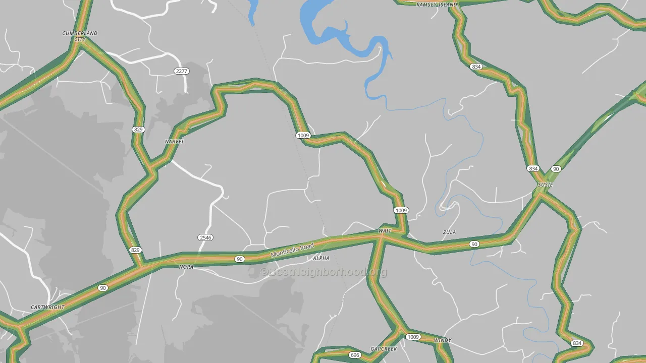 42603, KY Map of Noise Levels in 42603