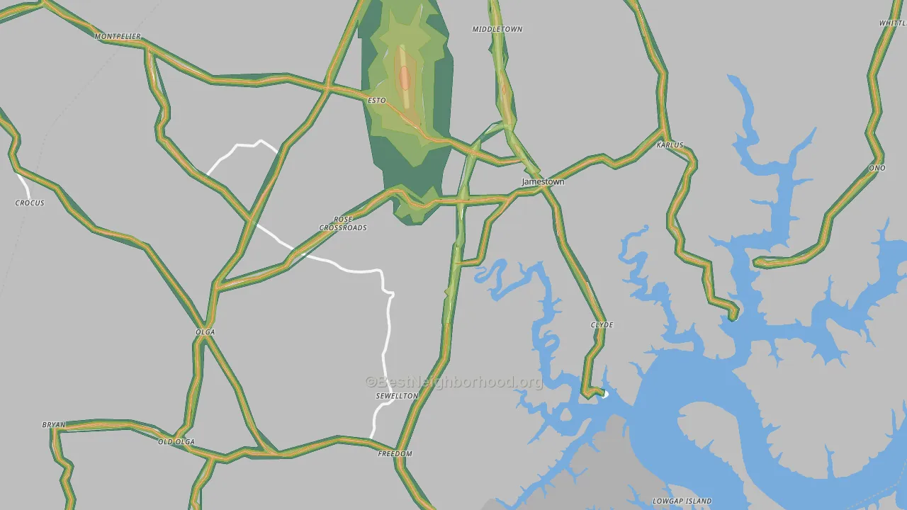 42629, KY Map of Noise Levels in 42629