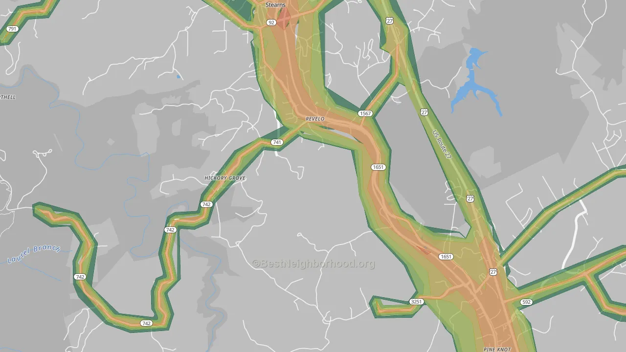 42638, KY Map of Noise Levels in 42638