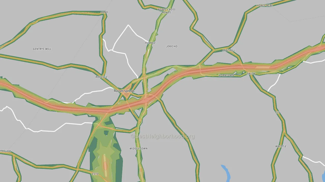 42642, KY Map of Noise Levels in 42642