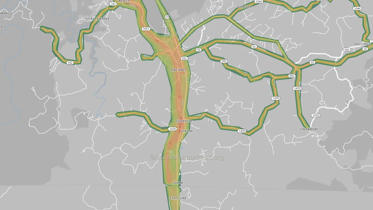 42649, KY Map of Noise Levels in 42649